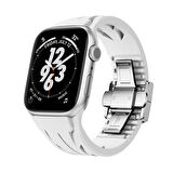 Apple Watch 10 46mm Uyumlu KRD-127 Metal Tokalı Kaliteli TPU Silikon Kordon