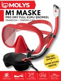 MOLYS M1 PROFESYONEL DALIŞ MASKESİ + MASKE KUTUSU + PRO FULL DRY TAM KURU ŞNORKEL + FREE DOM ANTI FOG BUĞU ÖNLEYİCİ FİLM