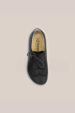 Women Oxford Barefoot Leather Deep Black