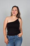Büyük Beden Kadın Giyim Tek Omuz Body Bluz 