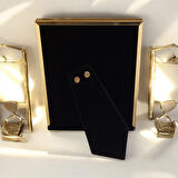 Modern Çizgili Metal Fotoğraf Çerçevesi Gold Renk 10x15