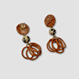 Uretti - Sezen 3274 - El İşi Bohem Jasper Küpe 4.5cm - Kahverengi