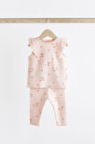 Next Baby Pamuklu Pembe Çilek Desenli Taytlı Alt Üst Takım