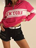  Yarım Fermuarlı Kadın İki Ip Sweatshirt