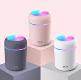 Ultrasonik Hava Nemlendirici Buhar Makinesi Ve Aroma Difüzörü Led Işıklı 300ml Hava Oda Araç 