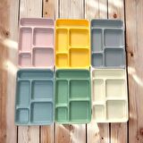 6 Adet Tabldot 5 Bölmeli Lüks Plastik Piknik Yemek Servis Tabağı, 6 Renk Tablot 21x31x3,3(h) cm