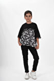 Kız Çocuk Süprem Kumaş Bisiklet Yaka Desenli Tshirt