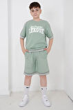 Erkek Çocuk İki İplik Kumaş Bisiklet Yakalı Şort Takımı