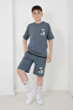 Erkek Çocuk İki İplik Kumaş Baskılı Şort Takım
