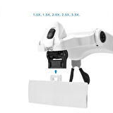 -5 Lens 1.0x-3.5x, 2led Işıklı  Ile Ayarlanabilir Gözlük Büyüteç9892b2 ( Lisinya )
