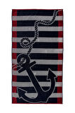 Özdilek Cannes Grey Anchors Kadife Plaj Havlusu 86x162