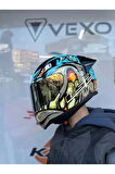 Rapıd 2 Race Neo Mavi-sarı Kask Spoıler Gold Cam(ŞEFFAF GOLD CAM)
