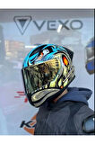 Rapıd 2 Race Neo Mavi-sarı Kask Spoıler Gold Cam(ŞEFFAF GOLD CAM)