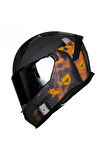 M-910 Mat Siyah-gri-sarı Güneş Vizörlü Kask (GRİ CAMLI)