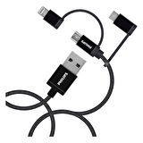 Philips MFİ Apple Lisanslı DLC3106T 3in1 Micro Usb-Lightining-Type-C Şarj ve Data Kablosu 2m Siyah