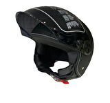FX-101 Deri Kaplama Siyah Açık Kask
