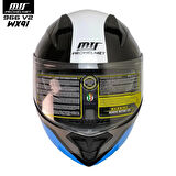 MTS 966 WX91 Çene Açılır Siyah-Beyaz-Mavi Kask