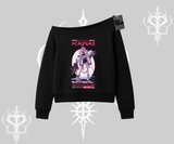 Kayık Yaka Sweatshirt Kawaii Cyberpunk Kız Japon Stil Baskı