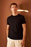 Erkek Bisiklet Yaka Slim Fit Basic Tişört Siyah