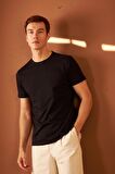 Erkek Bisiklet Yaka Slim Fit Basic Tişört Siyah