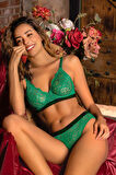 Golshan Gaudi Brazilian Slip, Kadın Dantel Brezilyan Yeşil Külot