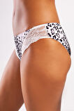 Golshan Goldy Mini Slip, Kadın Dantelli Gri Leopar Külot
