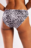 Golshan Goldy Mini Slip, Kadın Dantelli Gri Leopar Külot
