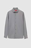 Ds Damat Slim Fit Antrasit İtalyan Yaka Armürlü Gömlek 2HF02ORT3185 2HF02ORT3185
