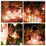 PratikAI 10 lu Flamingo LED Işık Zinciri - 1,5 m, Pilli, Dekoratif ve Taşınabilir