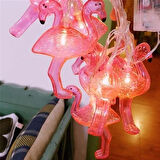 PratikAI 10 lu Flamingo LED Işık Zinciri - 1,5 m, Pilli, Dekoratif ve Taşınabilir