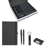 VIP Hediyelik Set - Defter, Kalem, Anahtarlık ve Kartvizitlik - (4’lı Kurumsal Hediye Set) - 4185SYH