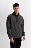 DeFacto Relax Fit Dik Yaka Fermuarlı Polar Sweatshirt D2688AX24AUAR9