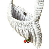 Uretti - Emine 9106 El Örgüsü Hasır Görünümlü Penye Kumaş Omuz Çantası - 26 x 19