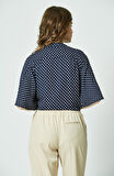 SORALLİNE KADUN YARASA KOL BLUZ 4188 LACİVERT PUANTİYELİ