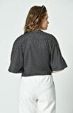 SORALLİNE KADUN YARASA KOL BLUZ 4188 SİYAH PUANTİYELİ
