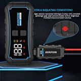 Avapow E5 Pro 12000mAh 2000A Jump Starter Taşınabilir Akü Takviye Kiti (Powerbank + LCD + LED Işık)  