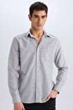 DeFacto Modern Fit Polo Yaka Basic Düz Uzun Kollu Gömlek E5045AX25SMBK81