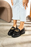 Günlük Kadın Loafer Klasik Kalın Tabanlı Zincirli Oval Burunlu Makosen Ayakkabı 400-420-430-440