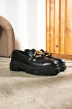 Günlük Kadın Loafer Klasik Kalın Tabanlı Zincirli Oval Burunlu Makosen Ayakkabı 400-420-430-440