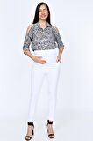 IŞŞIL 3506-BİLEK BOY HAMİLE DAR PAÇA KUMAŞ PANTOLON ekru-38