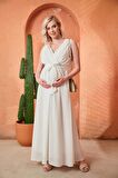 IŞŞIL O7052-Baby Shower Hamile Şifon Abiye Elbise