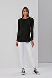 IŞŞIL 0362-Viskon Körüklü Düz Hamile Uzun Kol T-Shirt Siyah-S