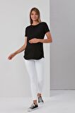 IŞŞIL 0788-Viskon Körüklü Düz Hamile Kısa Kol T-Shirt