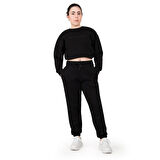 Siyah Kadın Jogger, 3 İplik Kumaş, Normal Fit