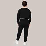 Siyah Kadın Jogger, 3 İplik Kumaş, Normal Fit