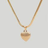 Çelik Kadın Kolye, Kalpli Üç Boyutlu, Gold Renk, No:166