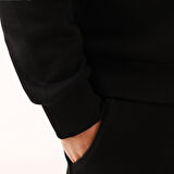 Siyah Erkek Sweatshirt, 3 İplik Kumaş, Normal Fit
