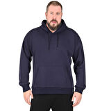 Lacivert Erkek Hoodie, Kanguru Cepli, Kapüşonlu, 3 İplik Kumaş