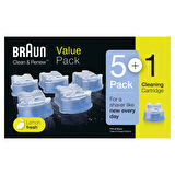 Braun Clean & Renew elektrikli tıraş makinesi için yedek kartuşlar, 5+1'li paket