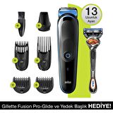 Braun MGK 5245 5 Başlıklı Kablosuz-Şarjlı Islak/Kuru Ense-Sakal-Vücut Çok Amaçlı Tıraş Makinesi 